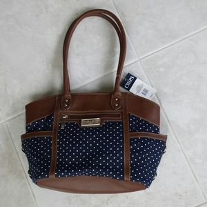 NWT Chaps blue with white polka dots handbag